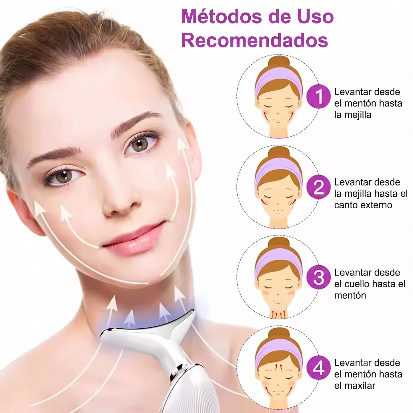 Masajeador Facial y de Cuello LED 3 en 1 | Terapia Térmica y Anti-edad